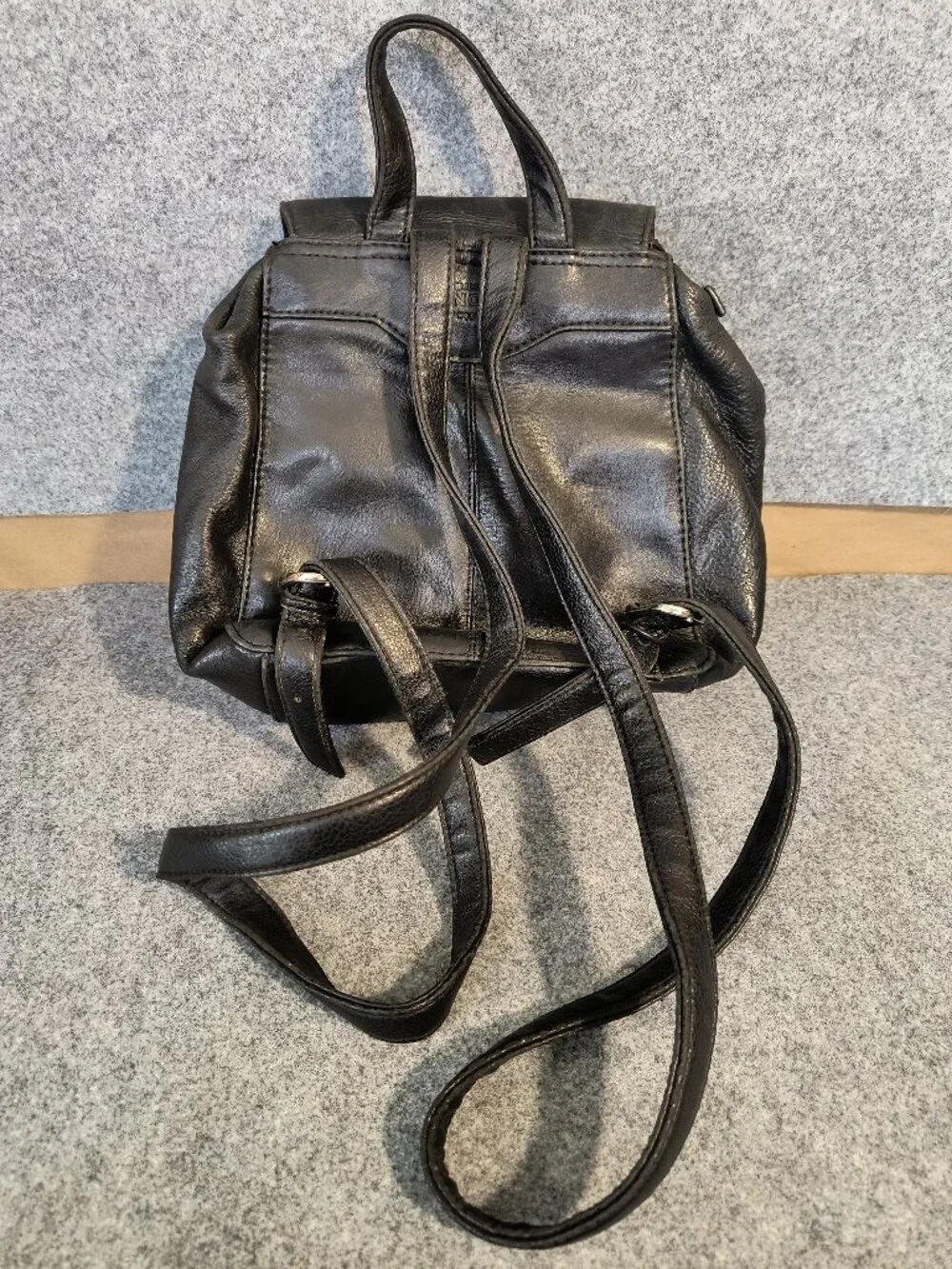 Sonoma Genuine Leather Backpack Purse Black Multi Pocket Adjustable Straps